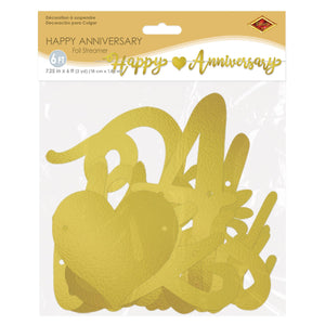 Beistle Foil Happy Anniversary Streamer (Pack of 12) - Wedding & Anniversary Party Supplies