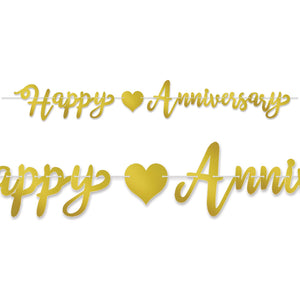 Beistle Foil Happy Anniversary Streamer - gold