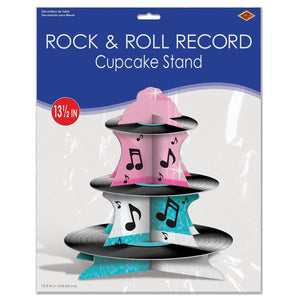 Bulk Rock & Roll Record Cupcake Stand (Case of 12) by Beistle