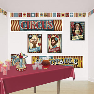 Beistle Vintage Circus Banners (12 packs) - Vintage Circus Party Theme