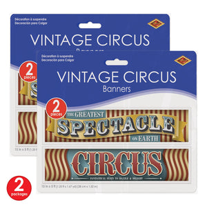 Beistle Vintage Circus Banners (12 packs) - Vintage Circus Party Theme