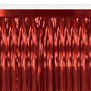1-Ply Metallic Fringe Drape - red