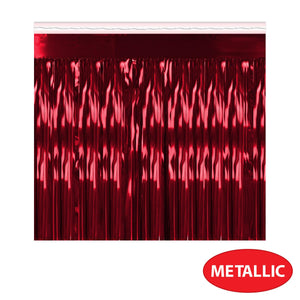 1-Ply Fire Resistant Metallic Fringe Drape - red