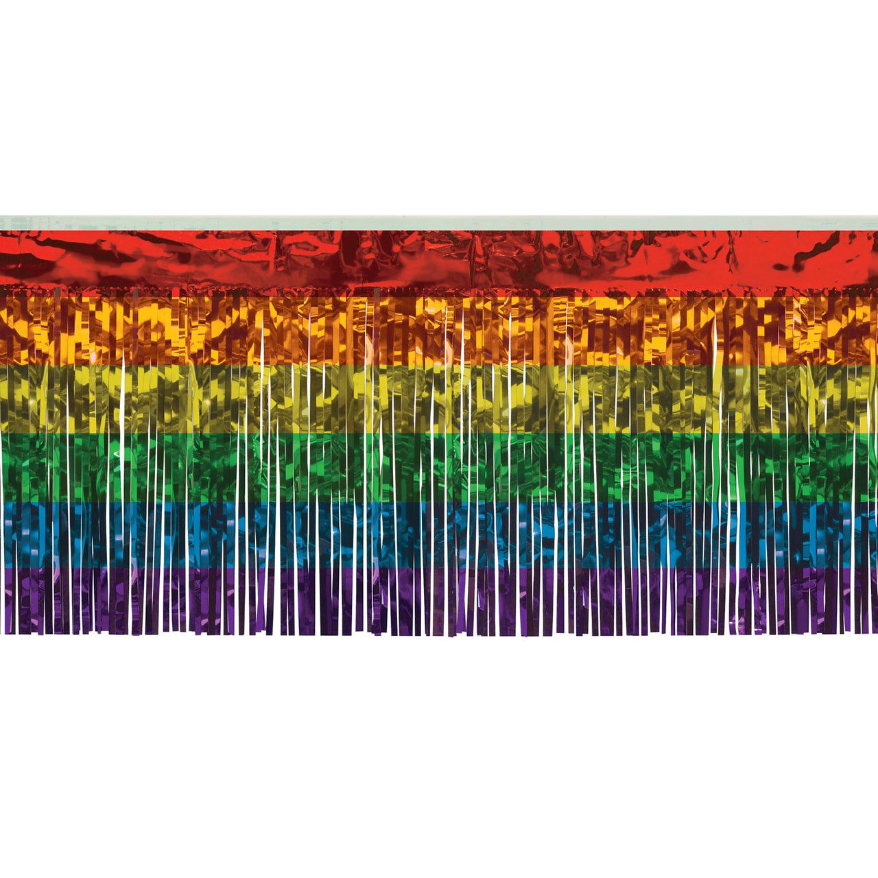 Beistle Packaged 1-Ply Metallic Party Fringe Drape - rainbow