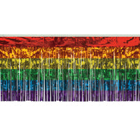 Beistle Packaged 1-Ply Metallic Party Fringe Drape - rainbow