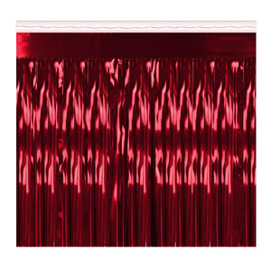 Beistle Packaged 1-Ply Metallic Party Fringe Drape - red