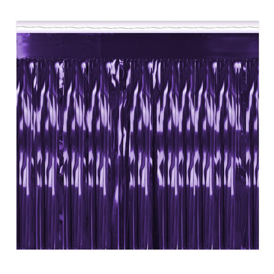 Packaged 2-Ply Metallic Party Table Skirt - purple