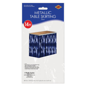 1-Ply Fire Resistant Metallic Table Skirting - blue