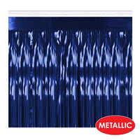 1-Ply Fire Resistant Metallic Table Skirting - blue