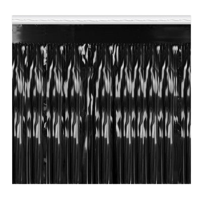 Beistle Packaged 1-Ply Metallic Party Table Skirting - black