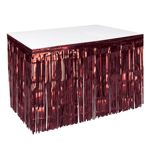 Packaged 1-Ply Metallic Party Table Skirting - burgundy (6/Case)