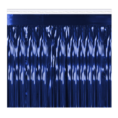 Beistle Packaged 1-Ply Metallic Party Table Skirting - blue