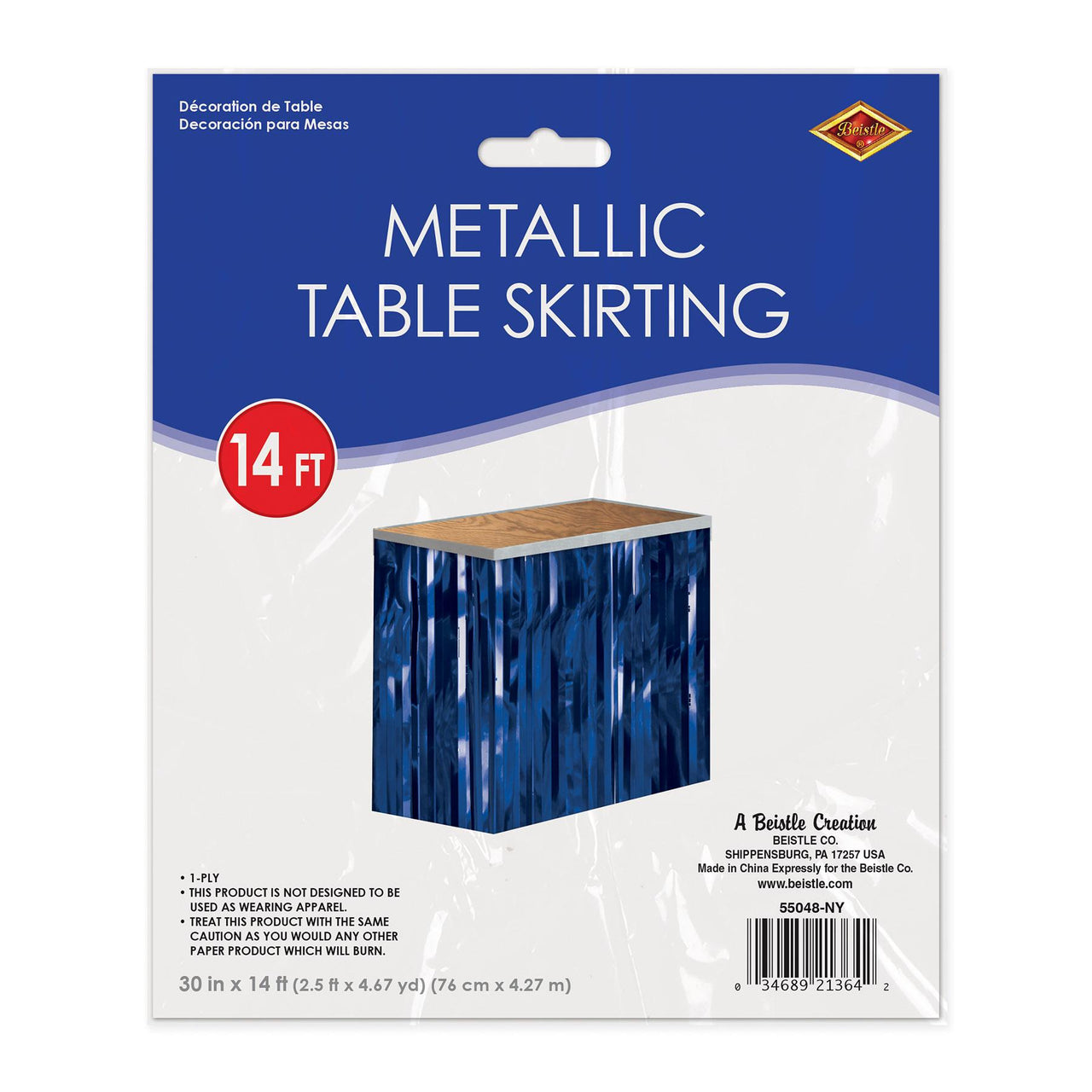 Bulk Pkgd 1-Ply Metallic Table Skirting - navy (Case of 6) by Beistle