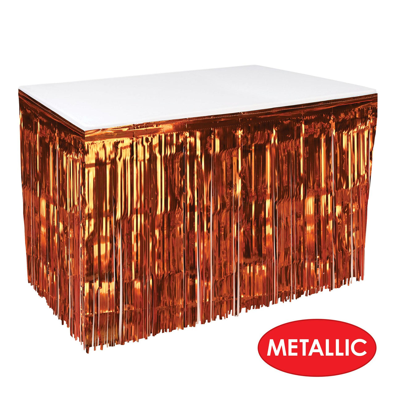 Bulk Pkgd 1-Ply Metallic Table Skirting - orange (Case of 6) by Beistle