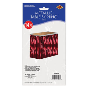 Packaged 1-Ply Fire Resistant Metallic Table Skirting - red
