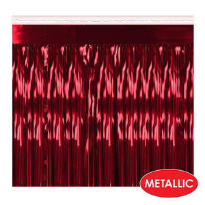 Packaged 1-Ply Fire Resistant Metallic Table Skirting - red