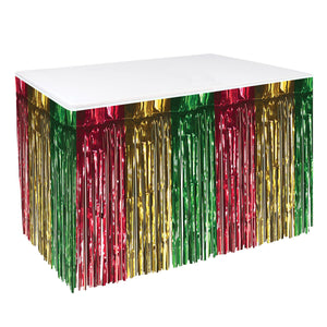 1-Ply Metallic Table Skirting - red, gold, green 