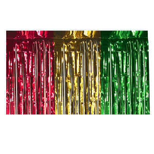 Fiesta Packaged 1-Ply Metallic Table Skirting - red - gold - green