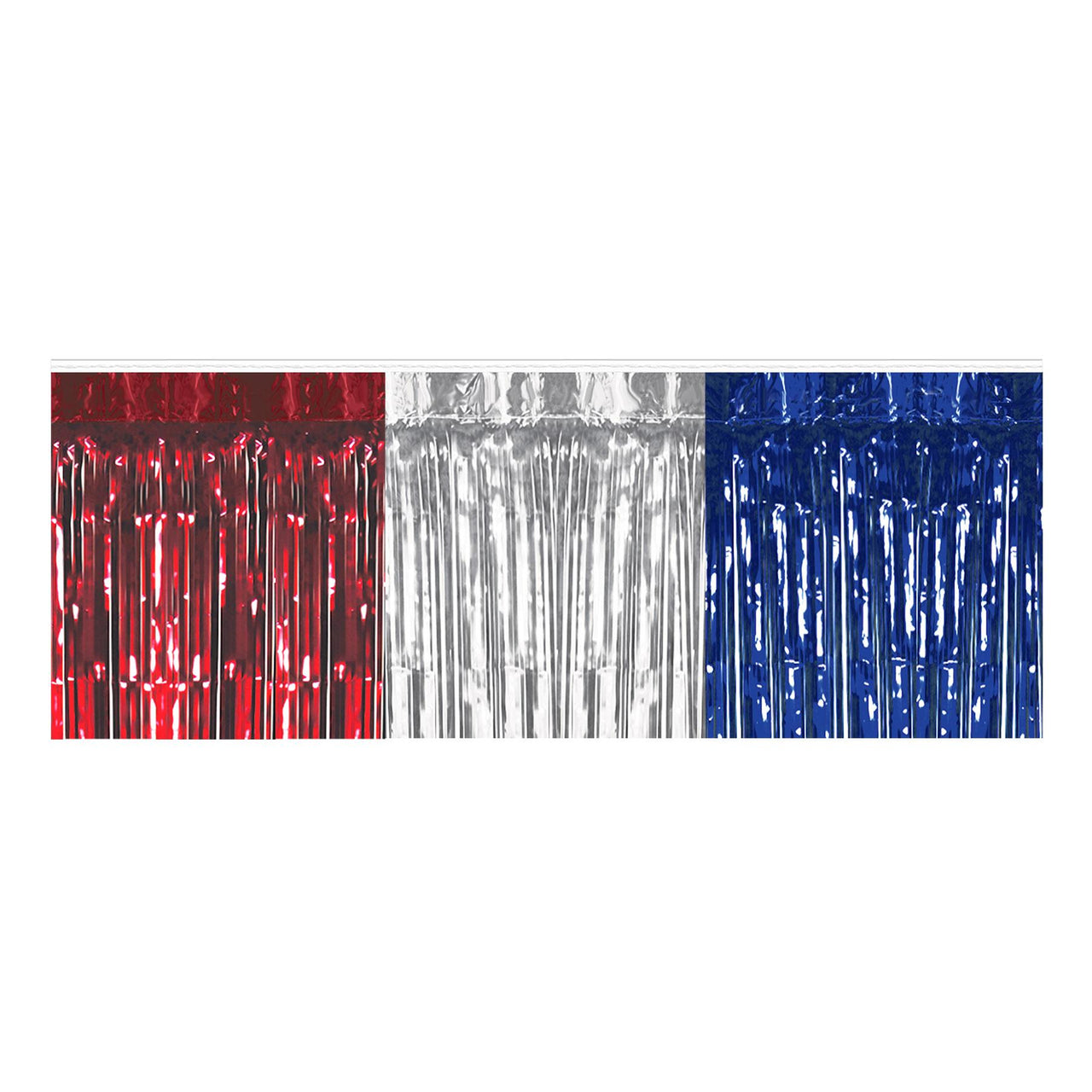 Packaged 1-Ply Metallic Party Table Skirt - red - silver - blue