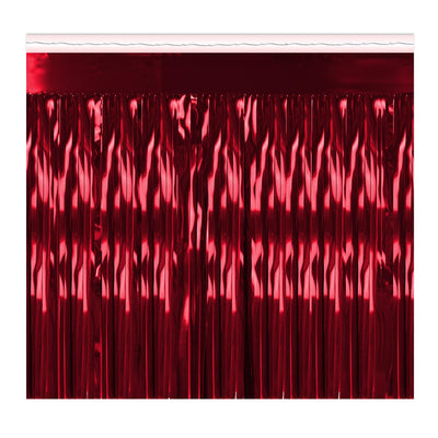 Beistle Packaged 1-Ply Metallic Party Table Skirting - red