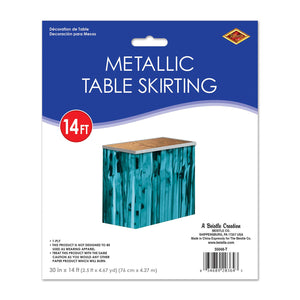 Bulk Pkgd 1-Ply Metallic Table Skirting - turquoise (Case of 6) by Beistle