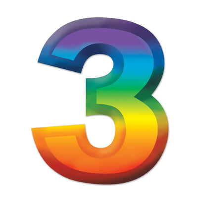 Beistle Multi-Color Plastic 3-D Party Number 3