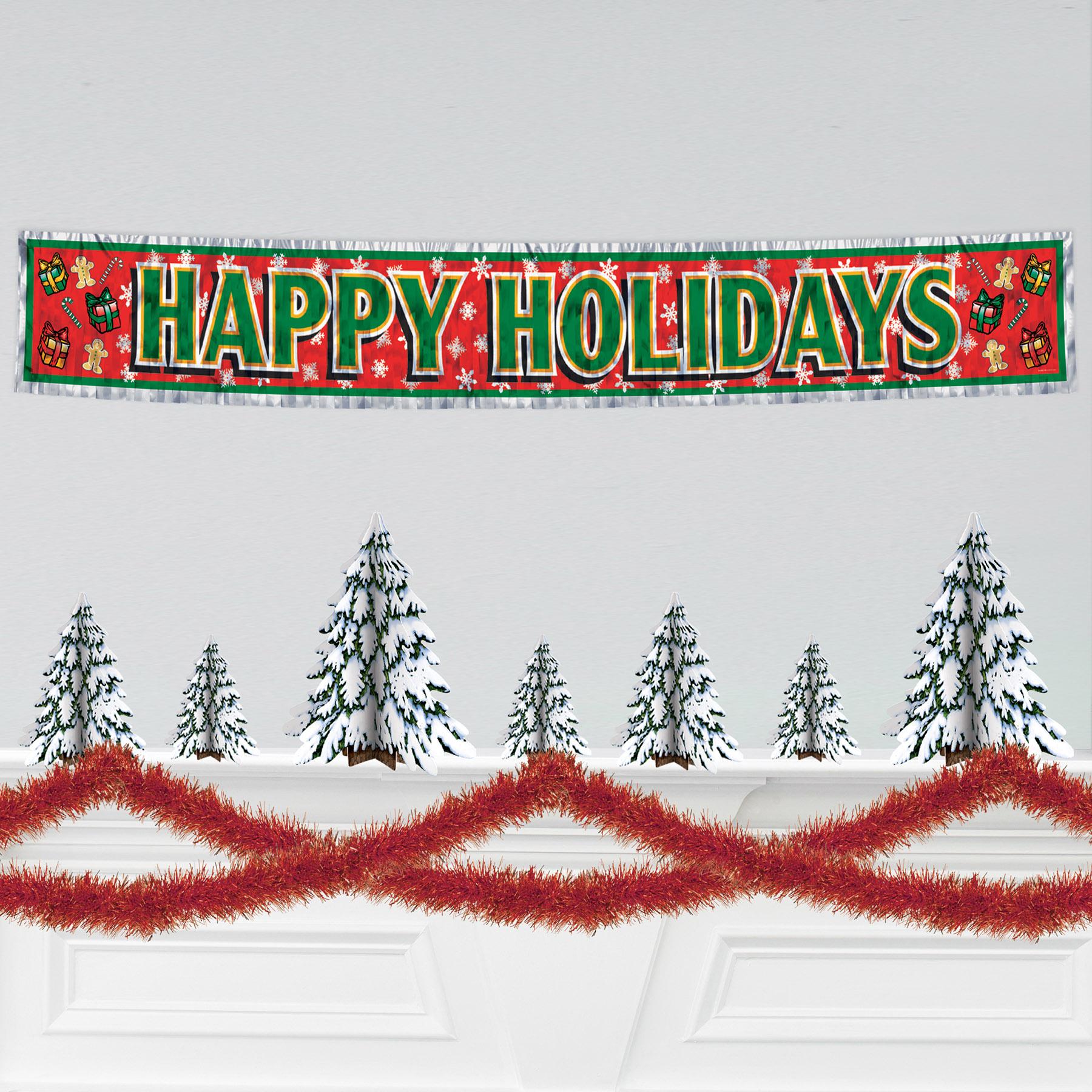 Beistle 100 ft Christmas Red Tinsel Garland - Fire Resistant
