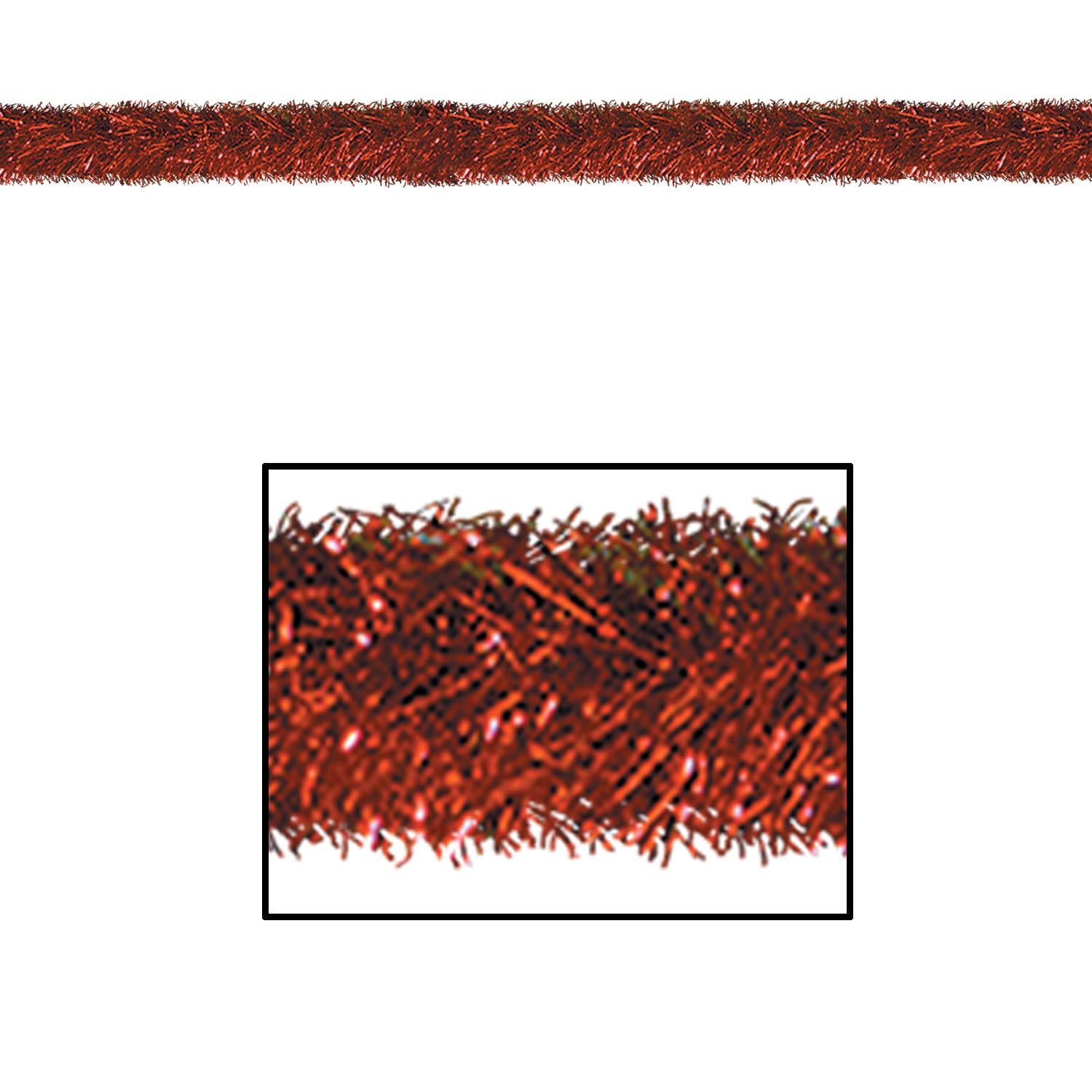 Beistle 100 ft Christmas Red Tinsel Garland - Fire Resistant