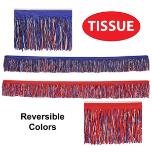 Tissue Fringe Drape - red, white, blue 