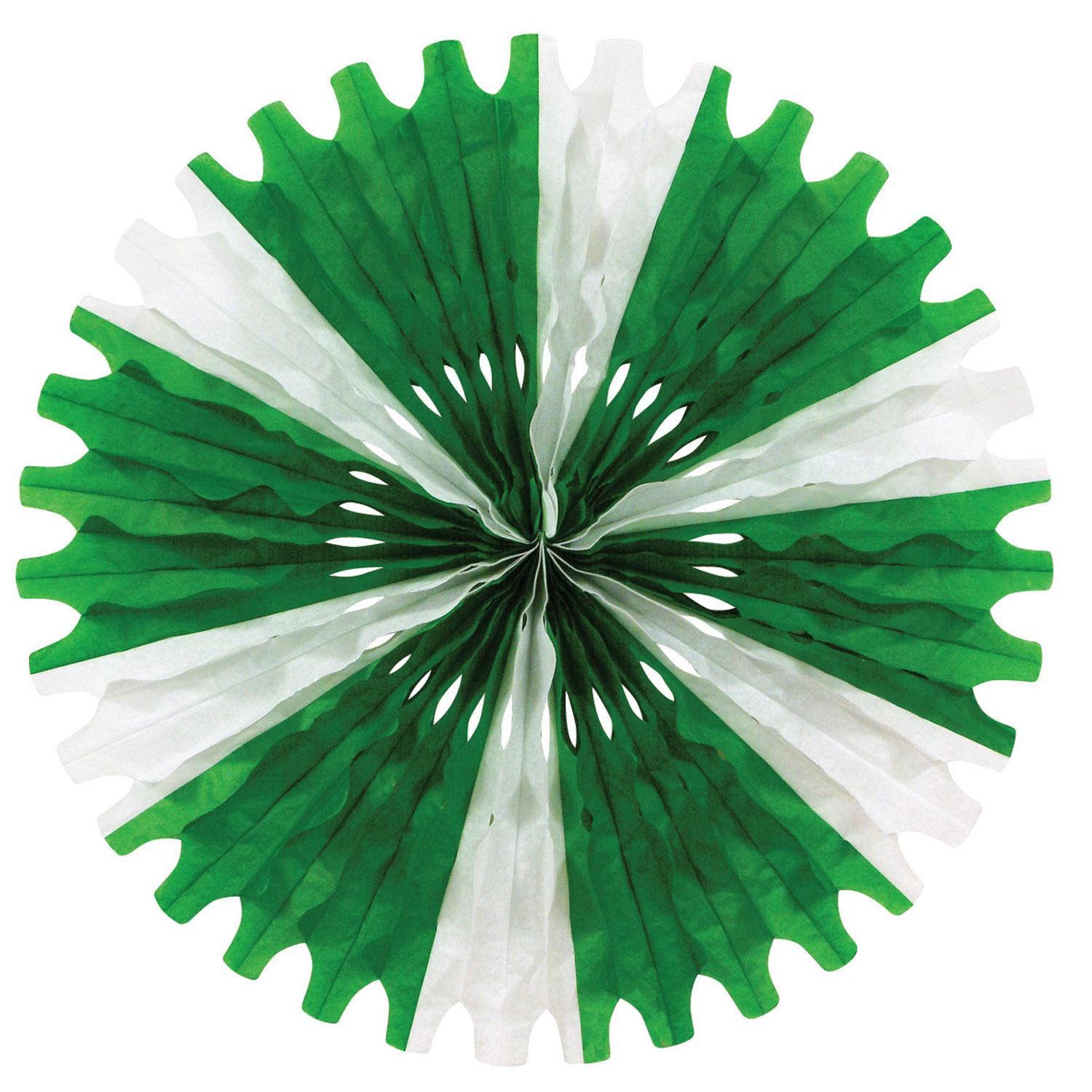 Beistle St. Patrick's Day Tissue Fan - green & white