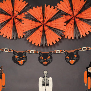Halloween Party Supplies - Tissue Fan - orange & black