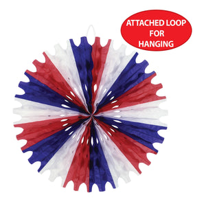 Patriotic Party Supplies - Tissue Fan - red, white, blue 