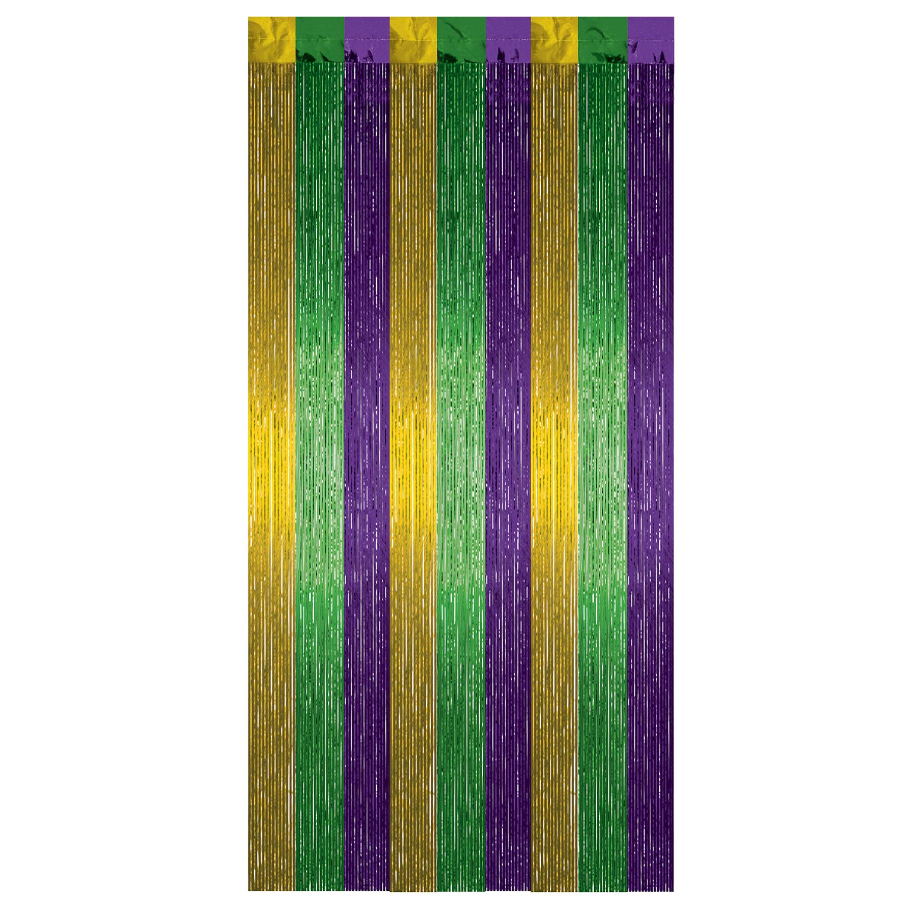 Mardi Gras 1-Ply Gleam 'N Curtain - gold - green - purple