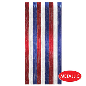 Bulk 1-Ply Fire Resistant Gleam 'N Curtain red, white, blue (Case of 6) by Beistle