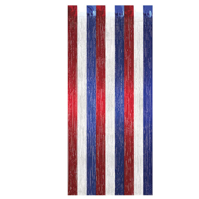 Beistle 1-Ply Gleam 'N Party Curtain - red - white - blue