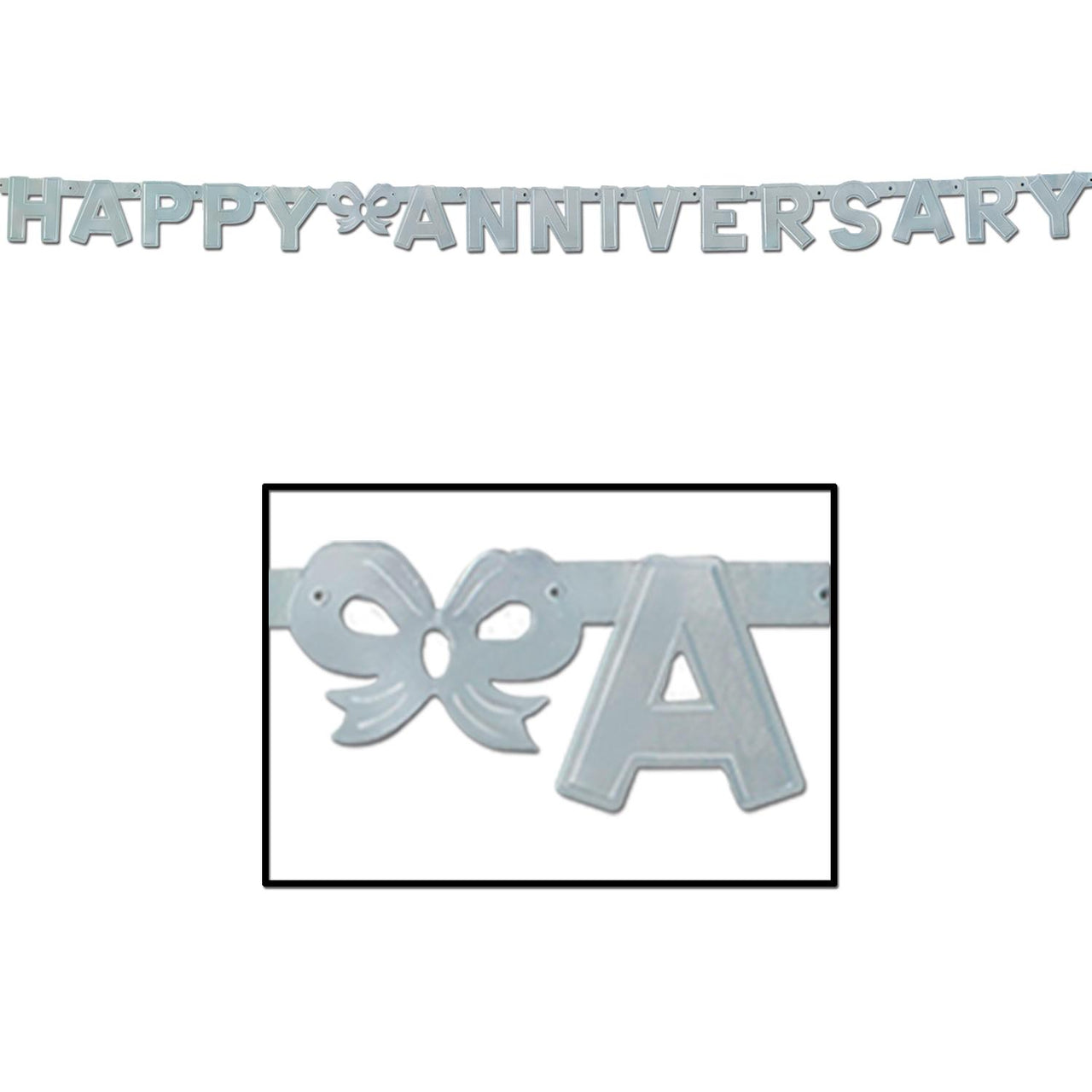 Foil Happy Anniversary Streamer - Silver (4.25 Inches x 6 ft)