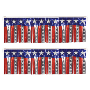 Fire Resistant Metallic Stars & Stripes Fringe Banner