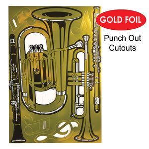 Gold Foil Musical Instrument Cutouts
