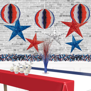 Patriotic Party Supplies - Tissue Ball - red, white, blue 