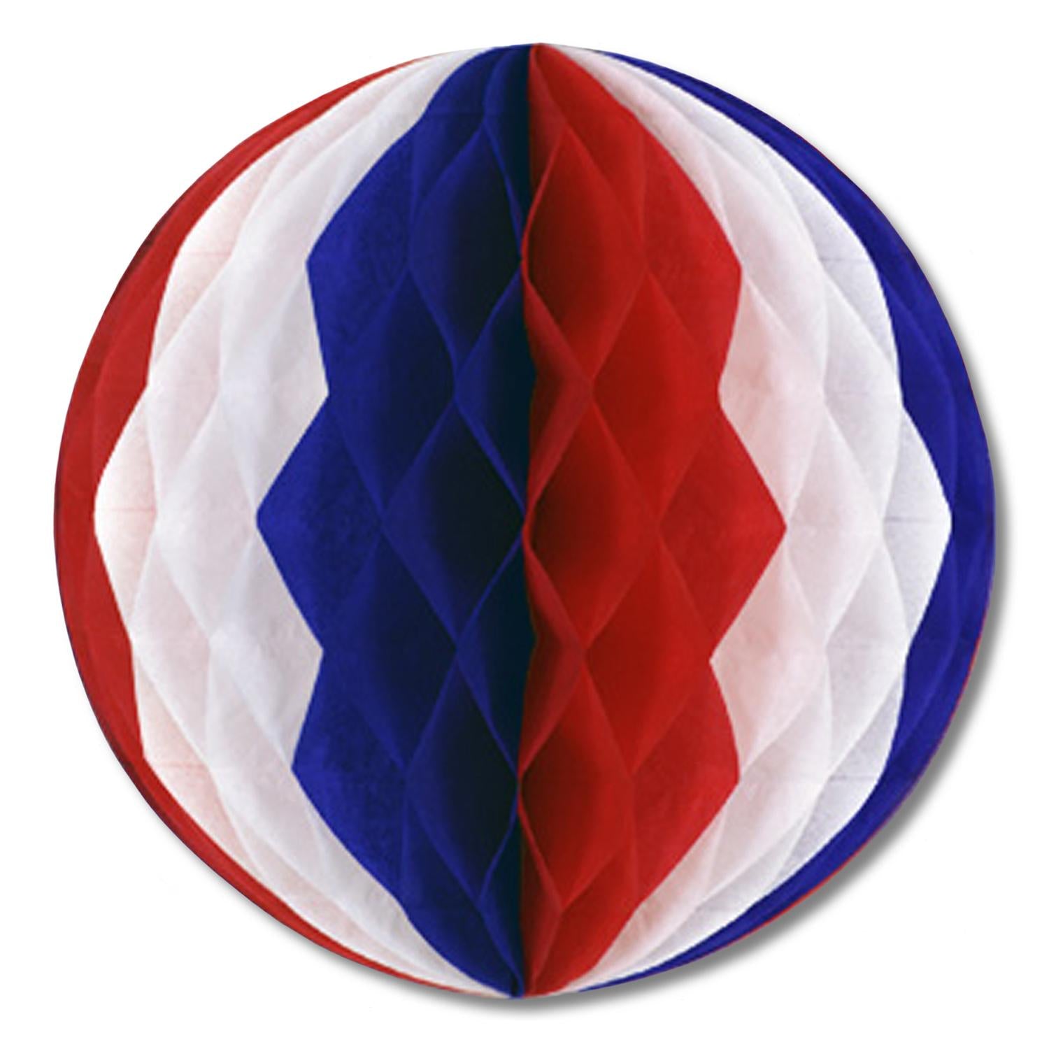 14 Inch-Beistle Tissue Party Ball - red - white - blue