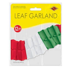 Bulk Leaf Garland red, white, green (Case of 12) by Beistle