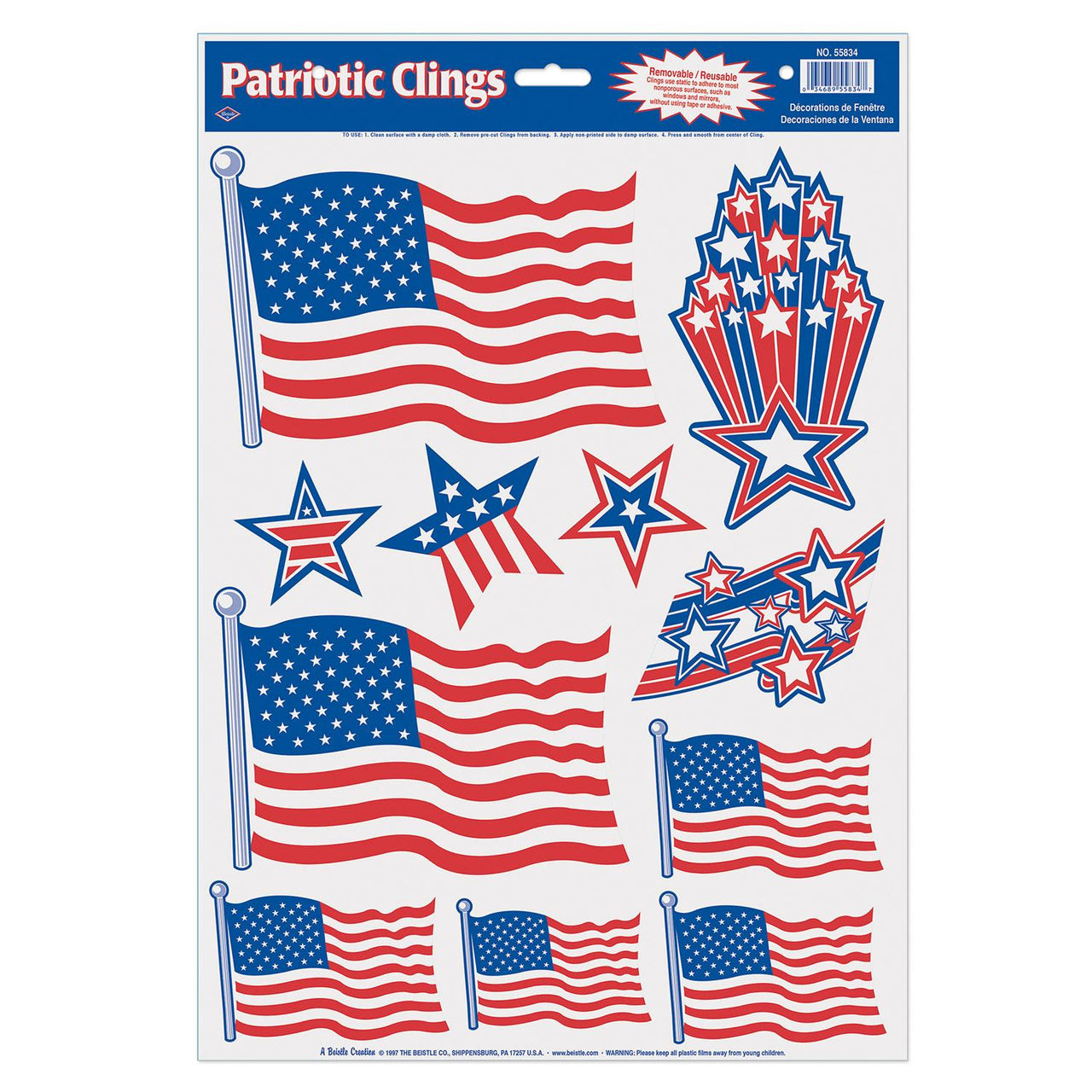 Beistle Patriotic Party Clings (11/Sheet)