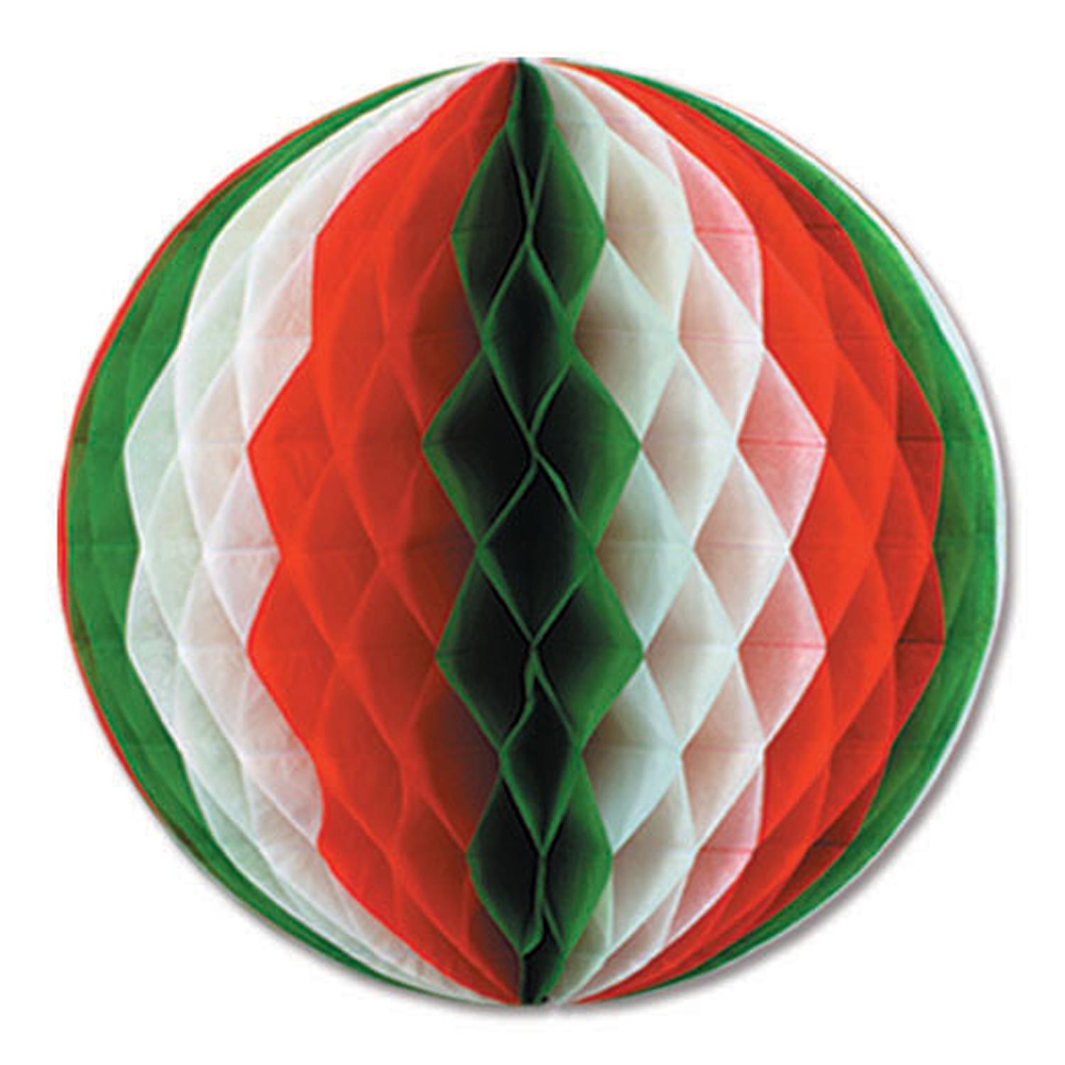 Beistle Fiesta Packaged Tissue Ball - red - white - green