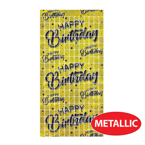 Beistle Happy Birthday Metallic Square Curtain (6 Pkgs Per Case) sold in bulk.