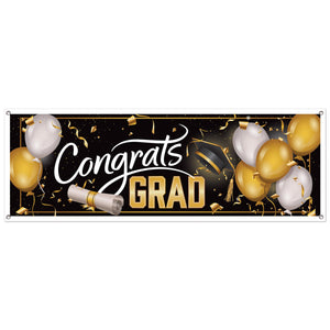 Congrats Grad Graduation Party Sign Banner (12 Packages)