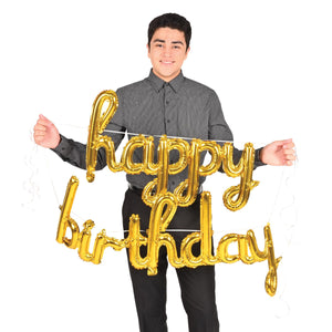 Bulk Script Gold Happy Birthday Balloon Streamer (6 Pkgs Per Case) by Beistle