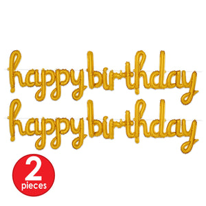 Bulk Script Gold Happy Birthday Balloon Streamer (6 Pkgs Per Case) by Beistle