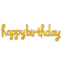 Script Gold Happy Birthday Party Balloon Streamer (6/Case)