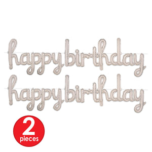 Bulk Script Silver Happy Birthday Balloon Streamer (6 Pkgs Per Case) by Beistle