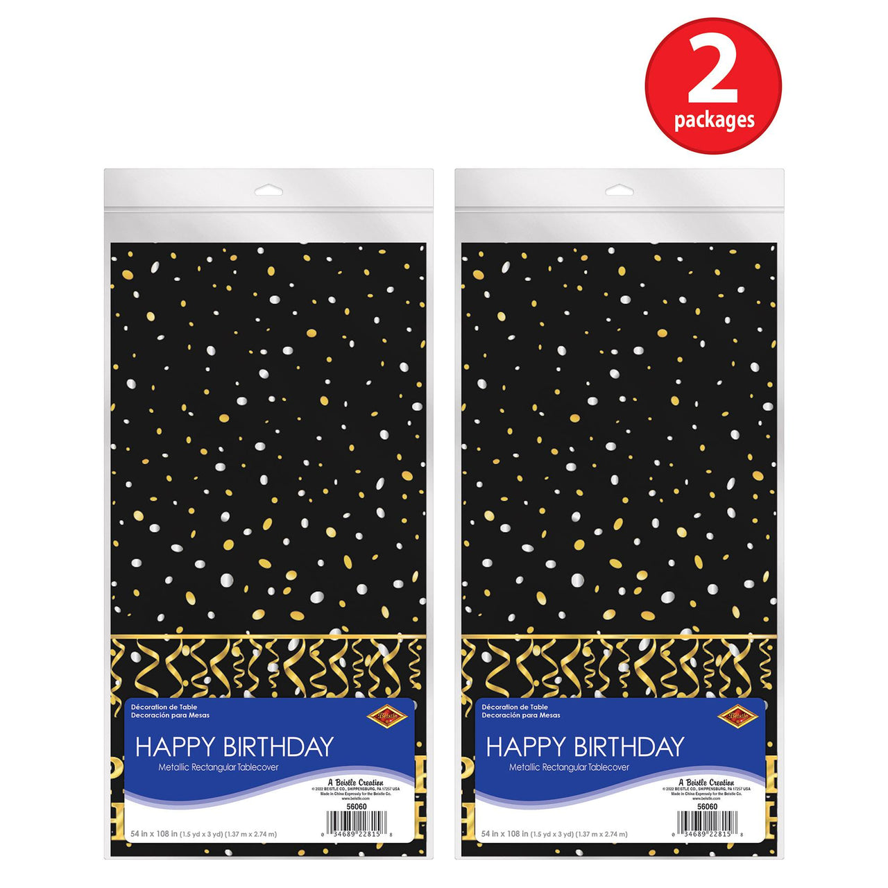 Bulk Metallic Happy Birthday Tablecover (12 Pkgs Per Case) by Beistle